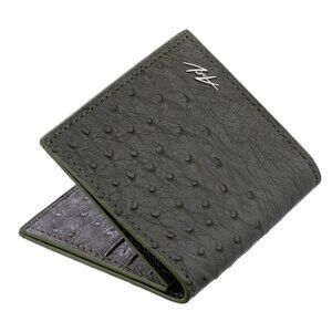 Handmade Ostrich Leather Slim Wallet – Dark Jungle Luxury Minimalist Wallet